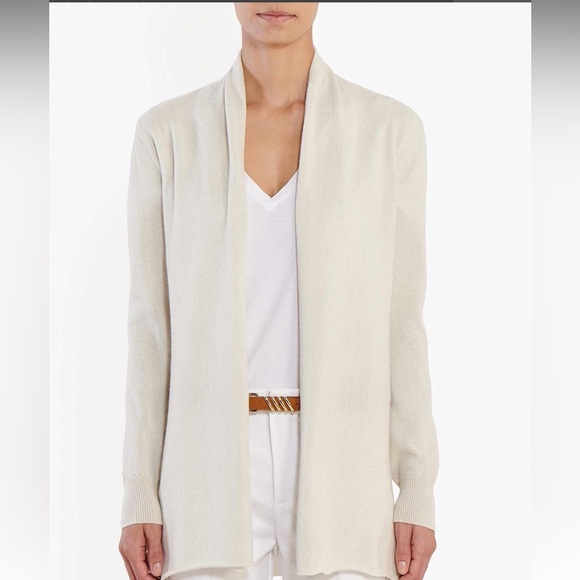 Magaschoni New York 100% cashmere cream 3/4 sleeve cardigan - Picture 1 of 6